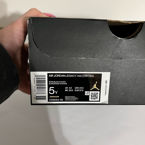 WHITE/BLACK-GYM RED AIR JORDAN LEGACY 312LOW (GS) - Picture 6 of 7